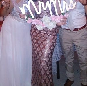 Gold Rose Tan long Fancy Dress